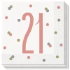 Glitz Rose Gold 21st Birthday Napkins, Pack of 16
