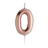 Metallic Rose Gold Number 0 Birthday Candle