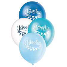 12″ Latex Blue Bunting Christening Balloons – Pack of 8