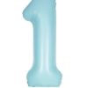 Matte Powder Blue Number 1 Helium Foil Giant Balloon 86 cm / 34 inch