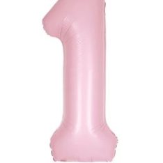 Number 1 Pastel Pink Air Fill Foil Balloon 86 cm / 34 inch