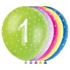 12" Pearlised Latex Assorted Number 1 Birthday Balloons, Pack of 5