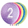 12" Pearlised Latex Assorted Number 2 Birthday Balloons, Pack of 5