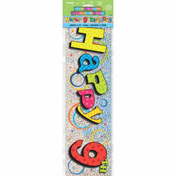 12ft Prism Pink Happy 1st Birthday Banner - Party Buz