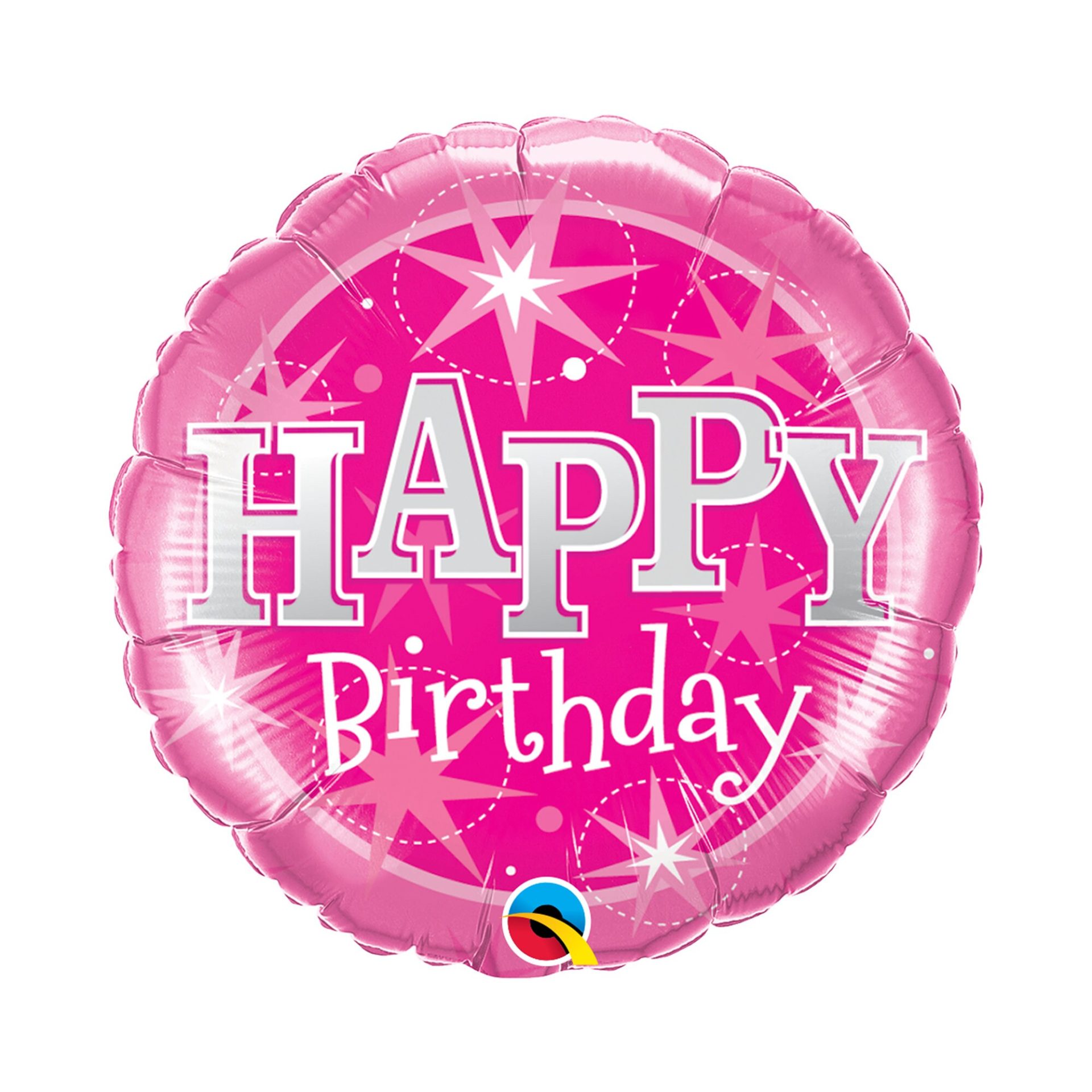18" GLITZ Pink Happy Birthday Foil Balloon, Round
