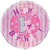 18" Foil Prism Pink 1st Birthday Balloon