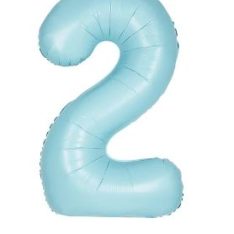 Matte Powder Blue Number 2 Helium Foil Giant Balloon 86 cm / 34 inch
