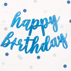 2.75ft Glitz Blue & Silver Birthday Banner, Set of 2