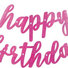 2.75ft Glitz Pink & Silver Birthday Banner, Set of 2