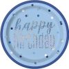 23cm Glitz Foil Blue & Silver Birthday Party Plates, Pack of 8
