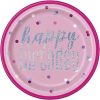 9" Glitz Pink Birthday Party Plates