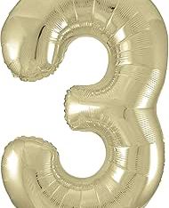 34" Giant Gold Foil Number 3 Balloon 86 cm / 34 inch