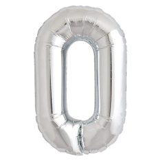 Giant Silver Foil Number 0 Balloon 86 cm / 34 inch