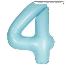Matte Powder Blue Number 4 Helium Foil Giant Balloon 86 cm / 34 inch