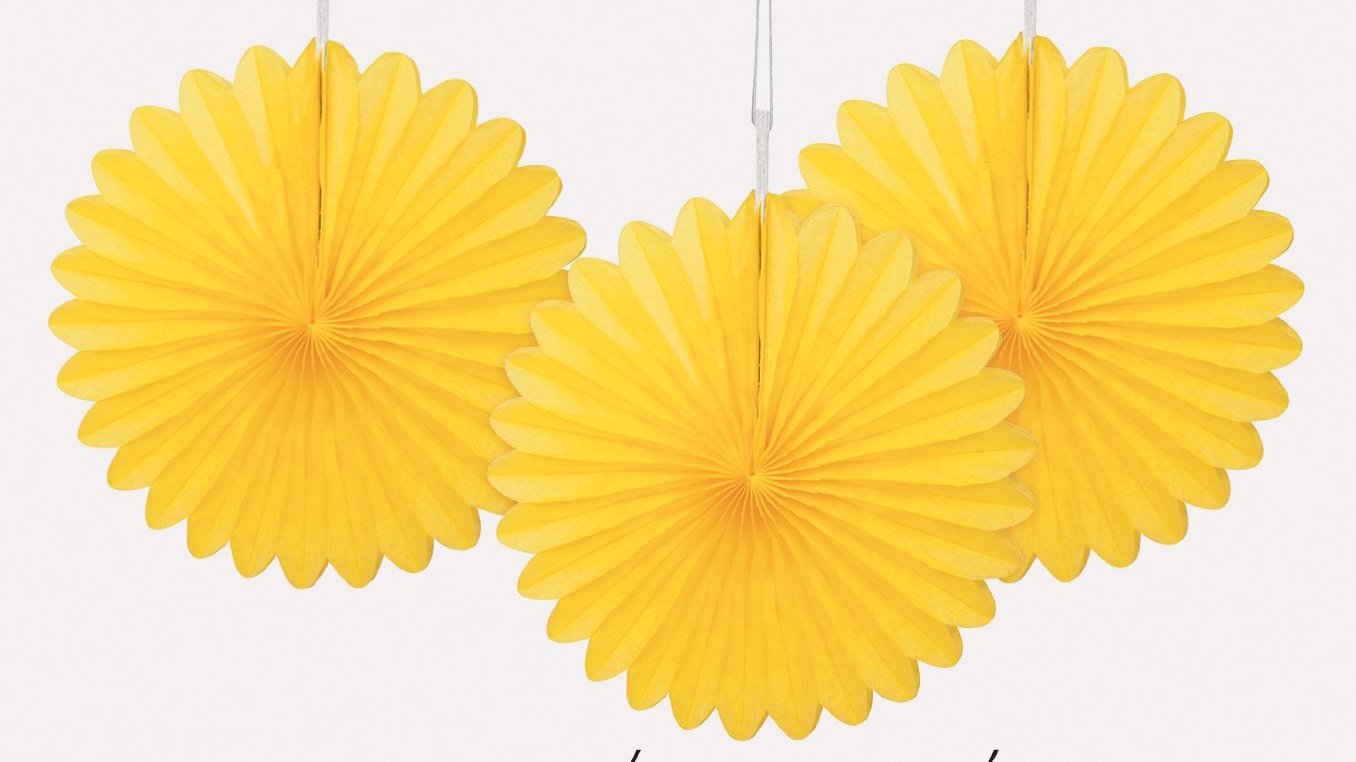 40cm Yellow Tissue Paper Fan Decoration