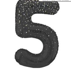 Black Glitz Prismatic Number 5 Helium Foil Giant Balloon 86 cm / 34 inch