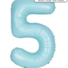 Matte Powder Blue Number 5 Helium Foil Giant Balloon 86 cm / 34 inch