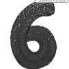 Black Glitz Prismatic Number 6 Helium Foil Giant Balloon 86 cm / 34 inch