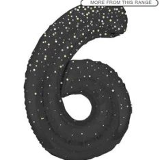 Black Glitz Prismatic Number 6 Helium Foil Giant Balloon 86 cm / 34 inch