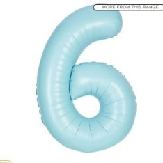 Matte Powder Blue Number 6 Helium Foil Giant Balloon 86 cm / 34 inch