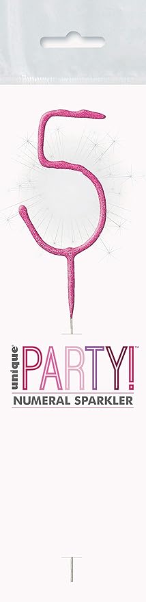 Glitz Pink Number 5 Sparkler Candle
