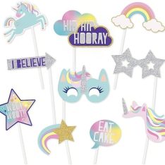 Unicorn Party Photo Booth Props, Set of 10