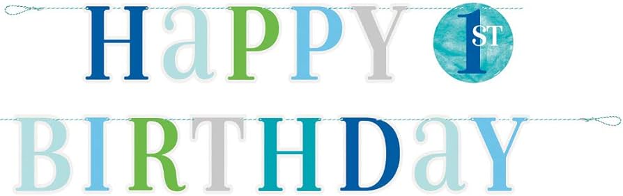 6ft Blue Dots 1st Birthday Banner