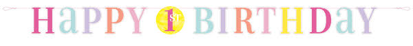 6ft Pink Dots 1st Birthday Banner