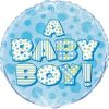 18" Foil Prism Blue Boy Baby Shower Balloon