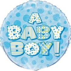18" Foil Prism Blue Boy Baby Shower Balloon