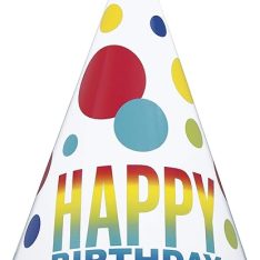 Rainbow Spots Birthday Party Hats, Pack of 8