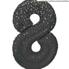 Black Glitz Prismatic Number 8 Helium Foil Giant Balloon 86 cm / 34 inch