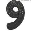 Black Glitz Prismatic Number 9 Helium Foil Giant Balloon 86 cm / 34 inch