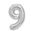 Giant Silver Foil Number 9 Balloon 86 cm / 34 inch