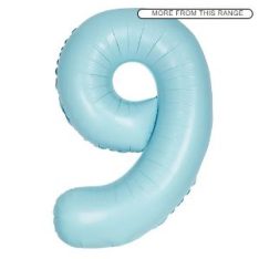 Matte Powder Blue Number 9 Helium Foil Giant Balloon 86 cm / 34 inch