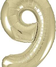 Giant Silver Foil Number 9 Balloon 86 cm / 34 inch