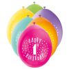 9" Latex Assorted Happy 1st Birthday Balloons, Pack of 10