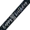 9ft Foil Glitz Black & Silver 90th Birthday Banner