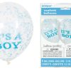 12" It's A Boy Blue Confetti Balloons, Pack of 6