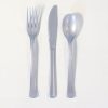 Assorted 18 Piece Metallic Silver Plastic Cutlery Set for 6