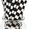 Black Striped Paper Straws, Pack of 10