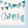 Blue Bunting Christening Napkins, Pack of 16
