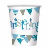 Blue Bunting Paper Christening Cups, Pack of 8