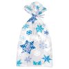 Cellophane Blue and White Snowflake Christmas Party Bags, Pack of 20