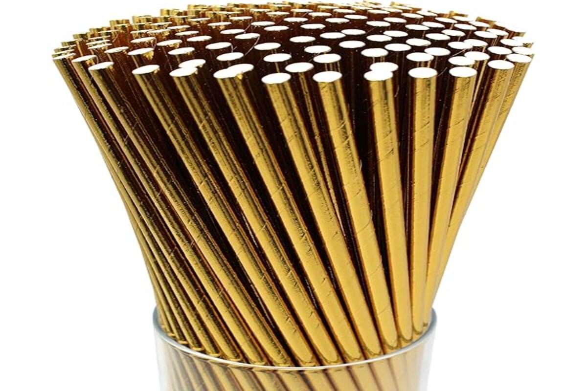Eco-Friendly Gold Paper Straws – Pack of 10
