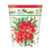Festive Poinsettia Christmas 9oz Paper Cups, 8ct