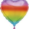 Foil Heart Shaped Party Balloon - 45 cm - Gradient Rainbow Design