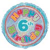 18" Foil Prism Happy 6th Birthday Balloon