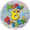 18" Foil Prism Happy 8th Birthday Balloon