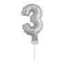 5" Foil Silver Number 3 Balloon Cake Topper